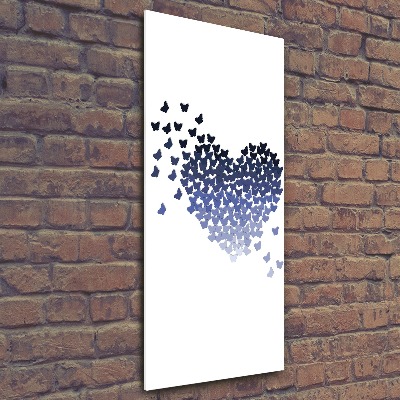 Tableau verre acrylique Coeur avec papillons