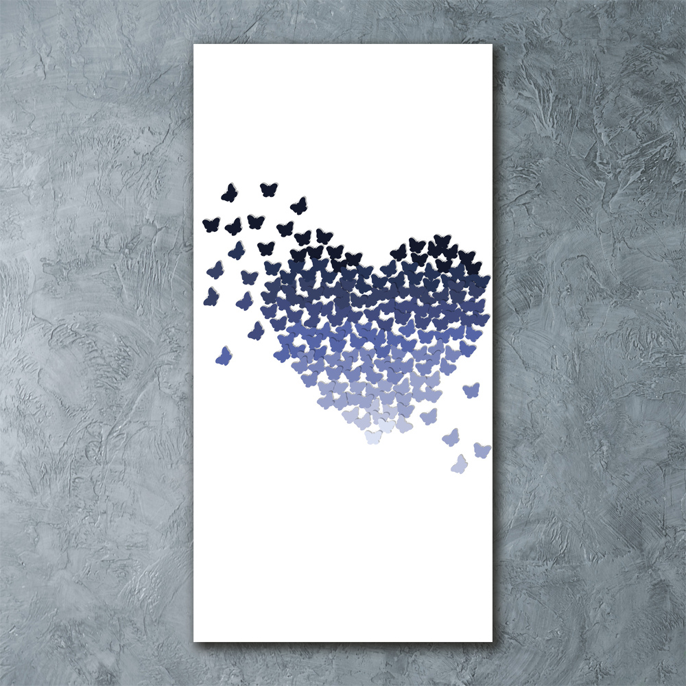 Tableau verre acrylique Coeur avec papillons