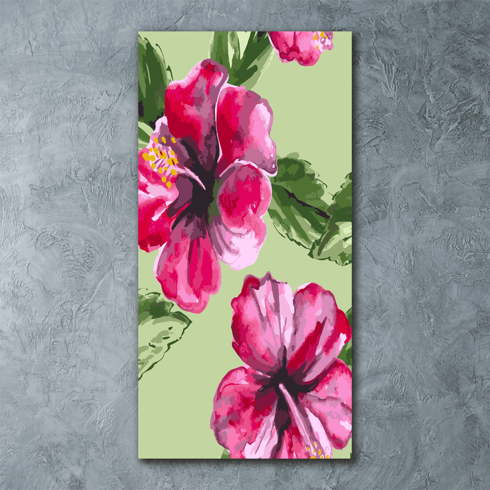 Tableau verre acrylique Fleurs hawaïennes