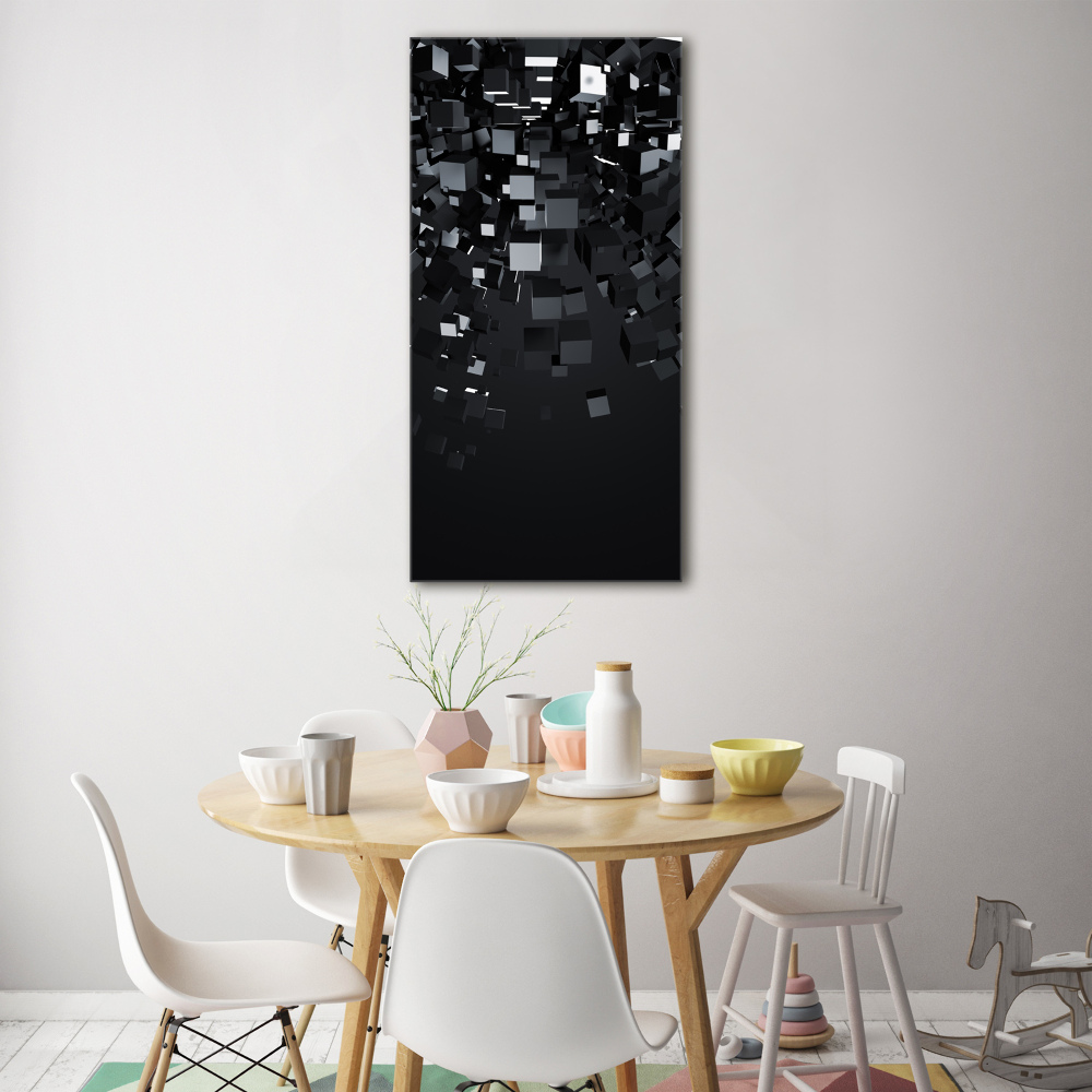 Tableau verre acrylique Abstraction 3D Cubes noirs