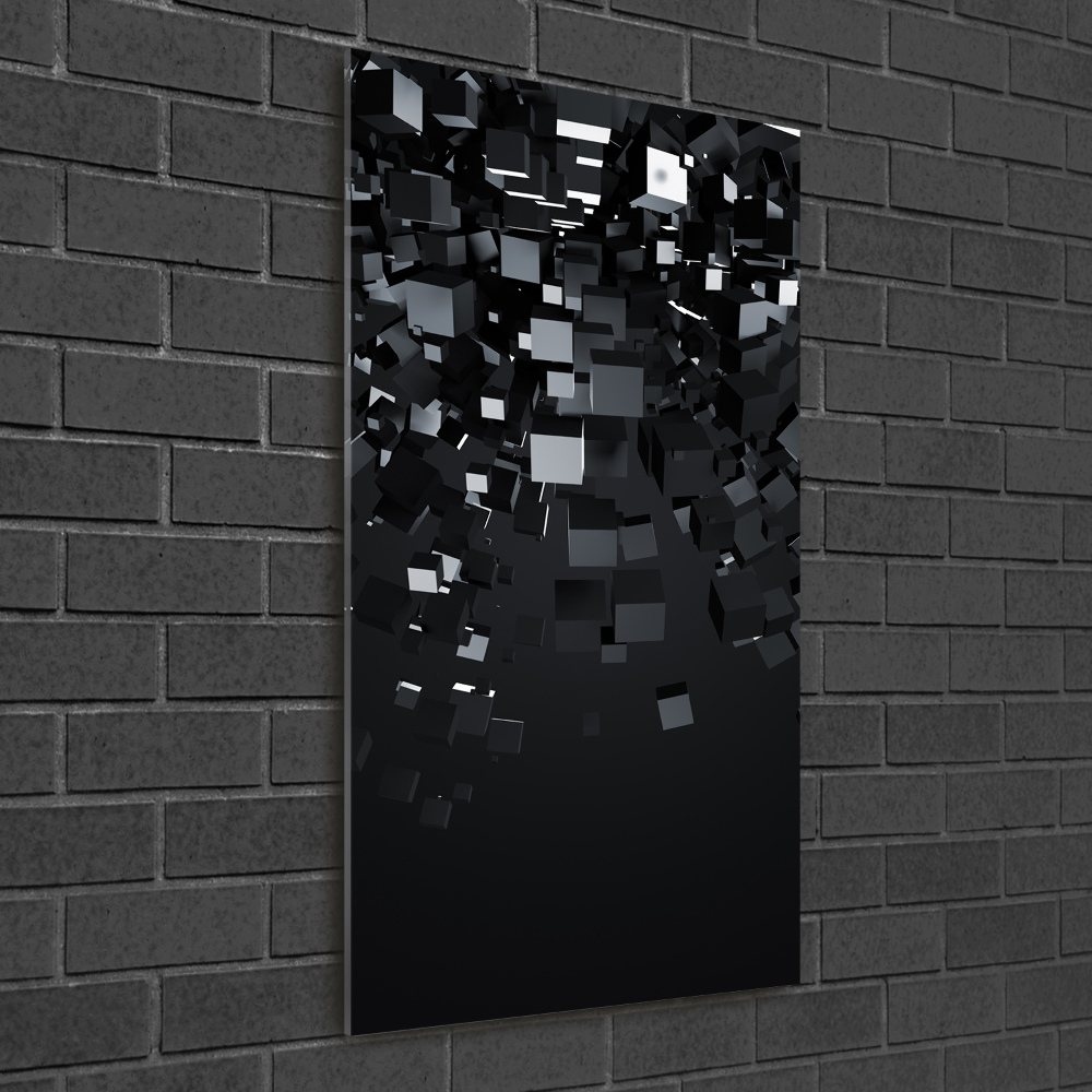 Tableau verre acrylique Abstraction 3D Cubes noirs