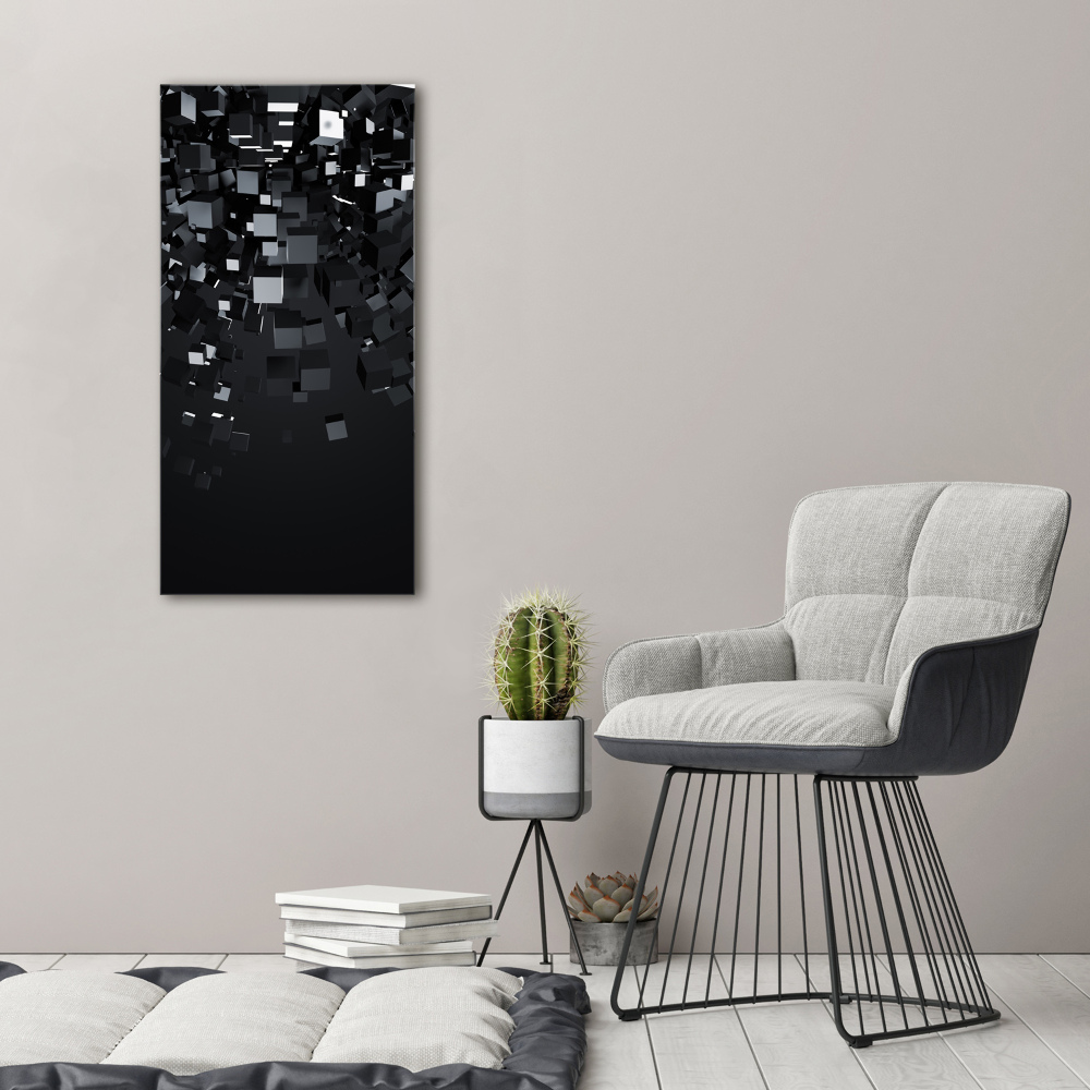 Tableau verre acrylique Abstraction 3D Cubes noirs