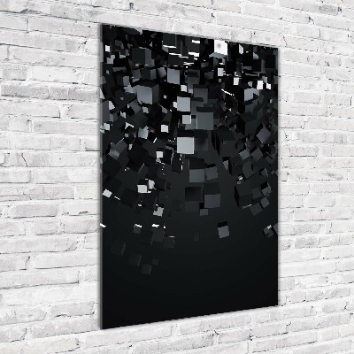 Tableau verre acrylique Abstraction 3D Cubes noirs