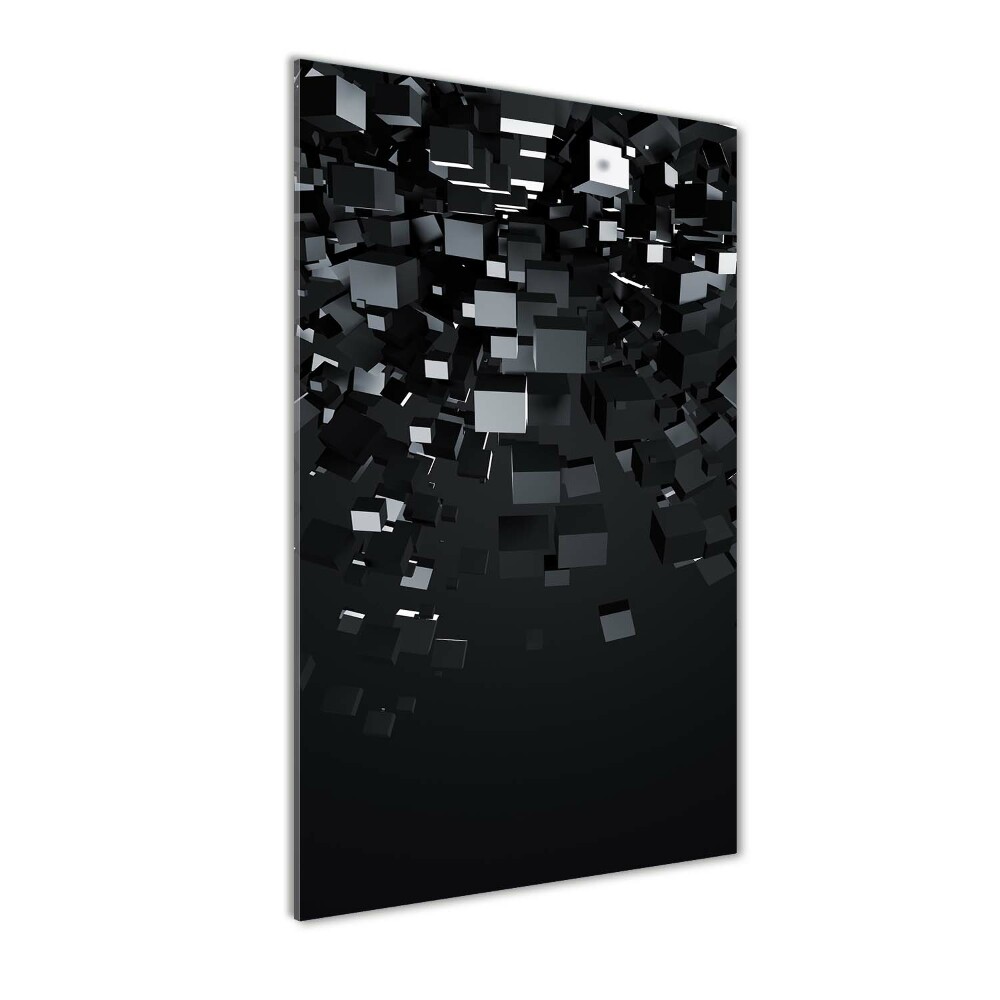 Tableau verre acrylique Abstraction 3D Cubes noirs