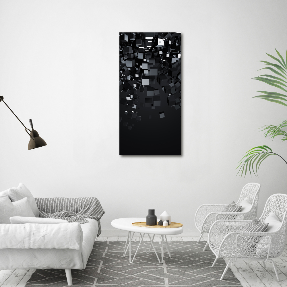 Tableau verre acrylique Abstraction 3D Cubes noirs