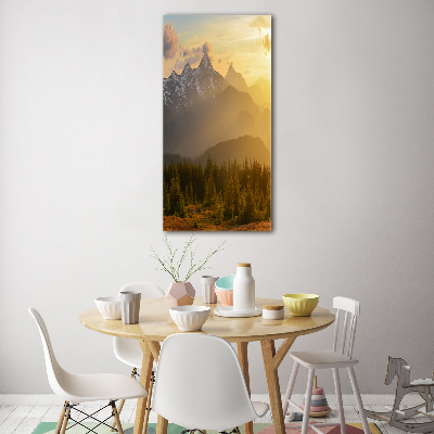 Tableau en acrylique Coucher de soleil en montagne