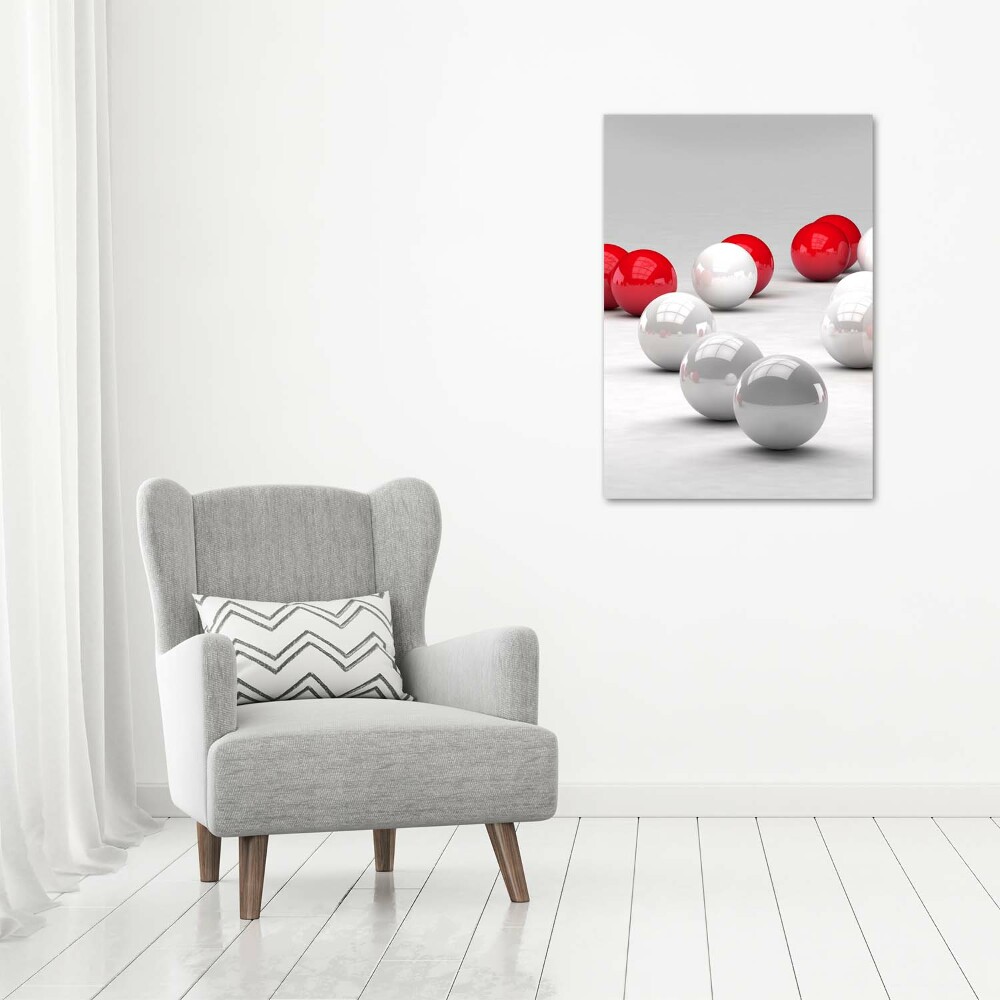 Tableau acrylique Boules rouges et blanches