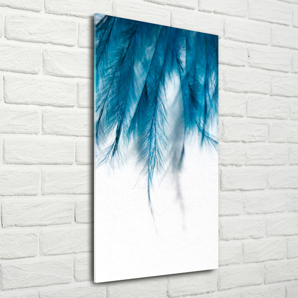 Tableau acrylique Plumes bleues