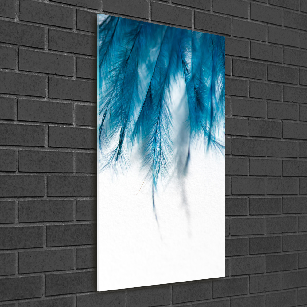 Tableau acrylique Plumes bleues