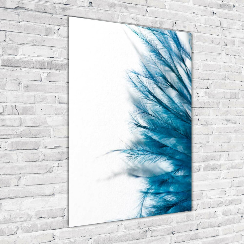 Tableau acrylique Plumes bleues