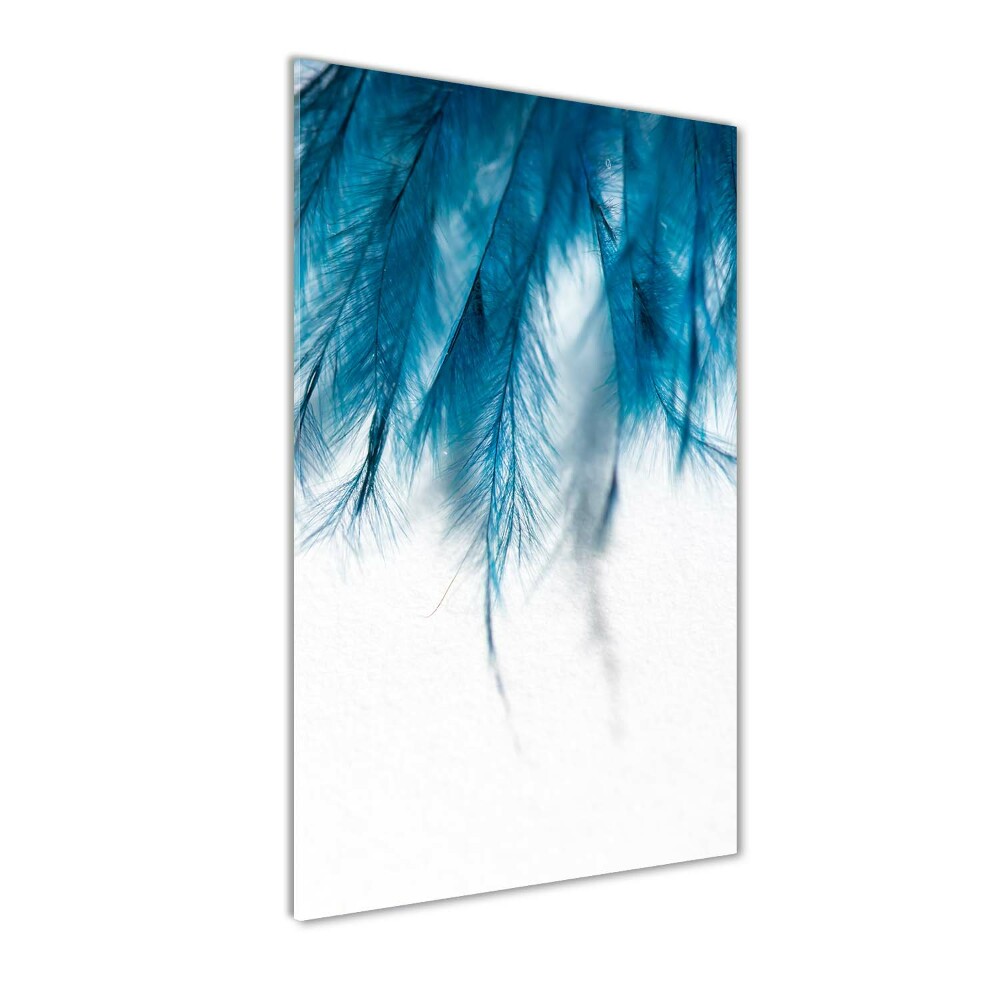 Tableau acrylique Plumes bleues