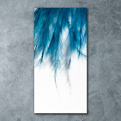 Tableau acrylique Plumes bleues