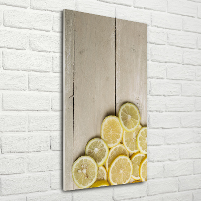 Tableau acrylique Citrons sur bois