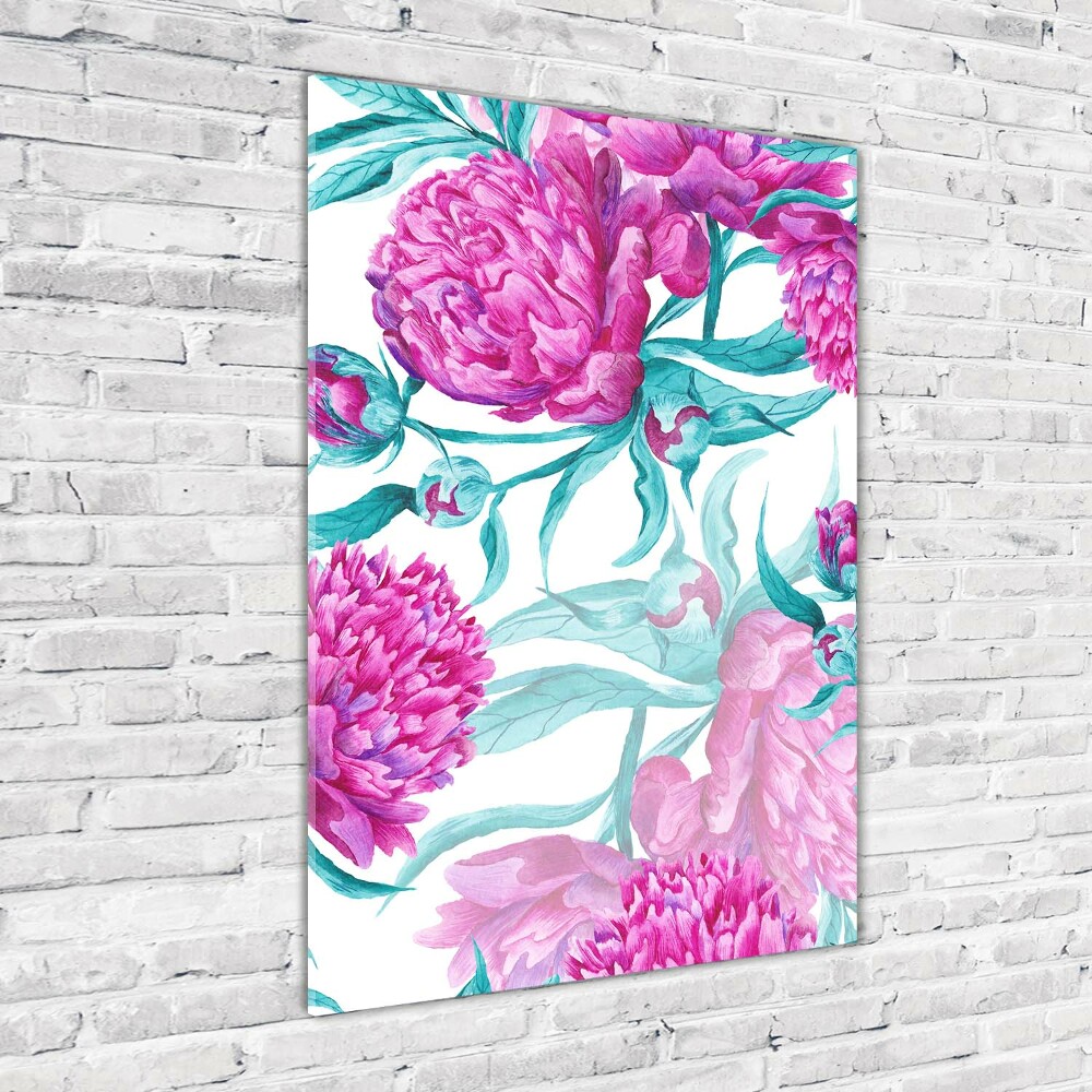 Tableau sur verre acrylique Pivoines fleurs