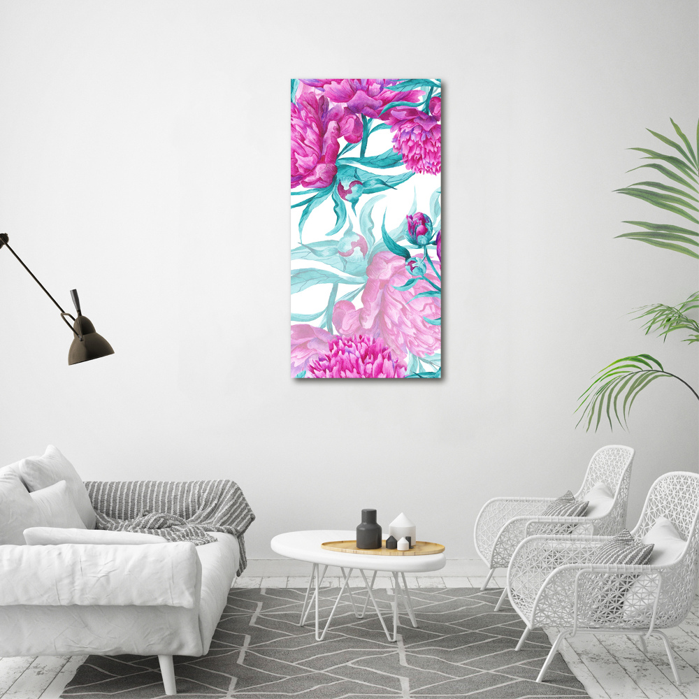 Tableau sur verre acrylique Pivoines fleurs