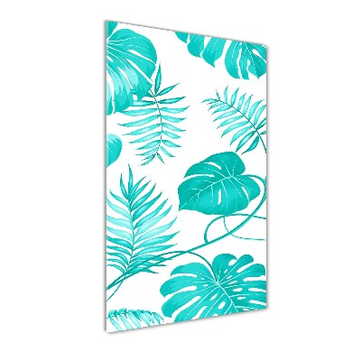 Acrylique tableau Feuilles tropicales bleu