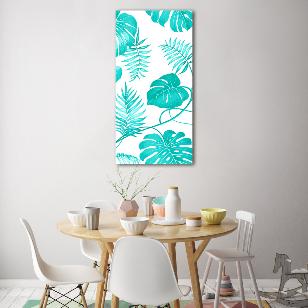 Acrylique tableau Feuilles tropicales bleu