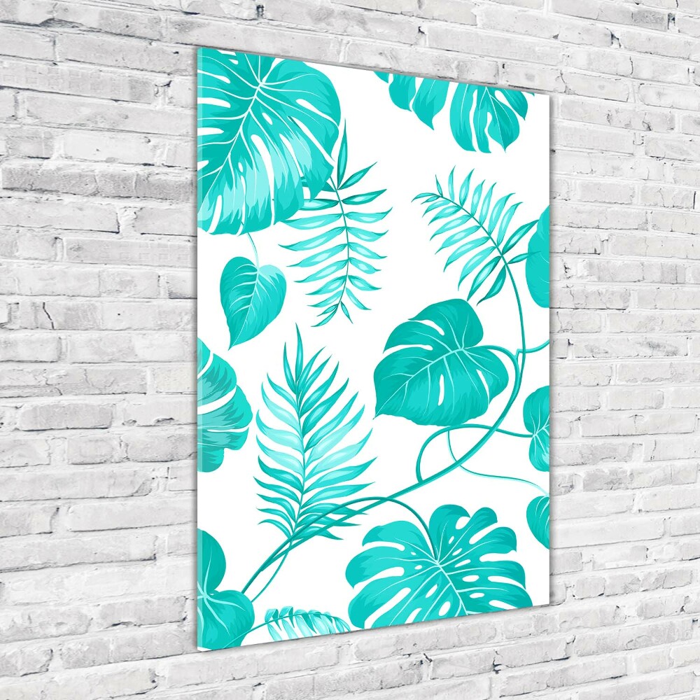 Acrylique tableau Feuilles tropicales bleu