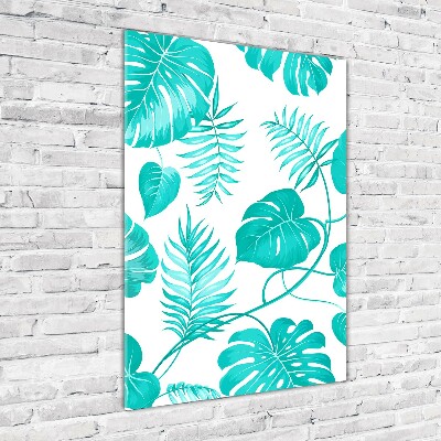 Acrylique tableau Feuilles tropicales bleu