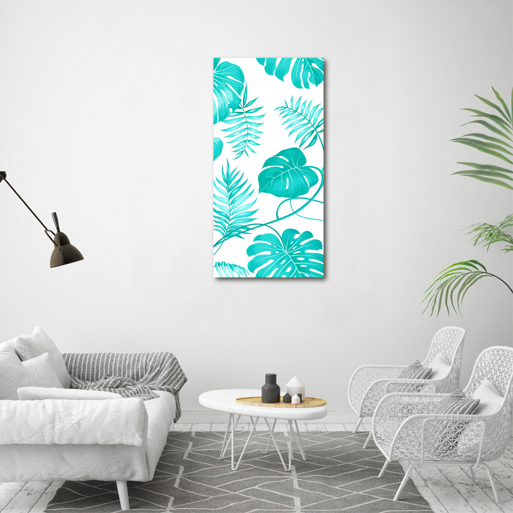 Acrylique tableau Feuilles tropicales bleu