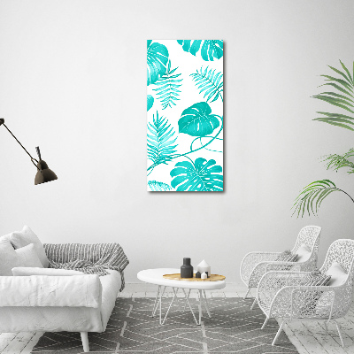 Acrylique tableau Feuilles tropicales bleu