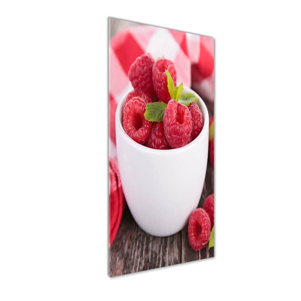 Tableau sur verre acrylique Framboises en coupe