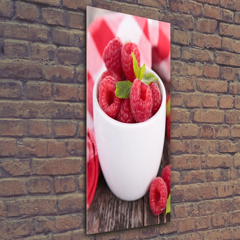 Tableau sur verre acrylique Framboises en coupe