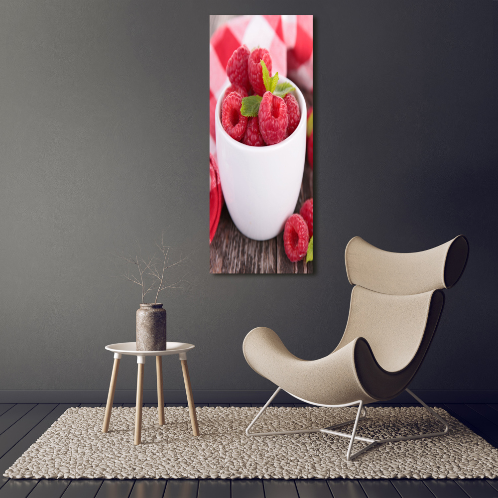 Tableau sur verre acrylique Framboises en coupe