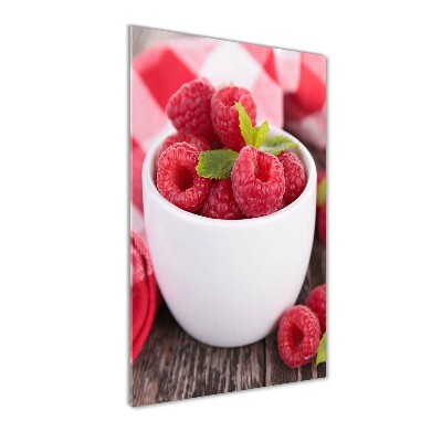 Tableau sur verre acrylique Framboises en coupe