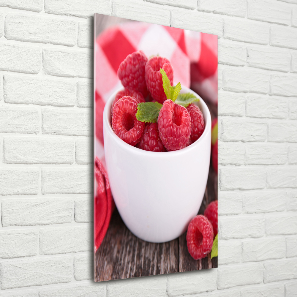 Tableau sur verre acrylique Framboises en coupe