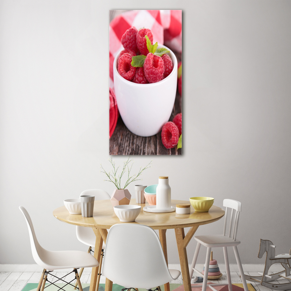 Tableau sur verre acrylique Framboises en coupe