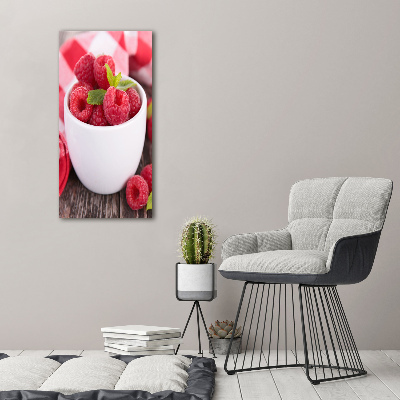 Tableau sur verre acrylique Framboises en coupe