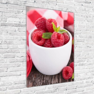 Tableau sur verre acrylique Framboises en coupe