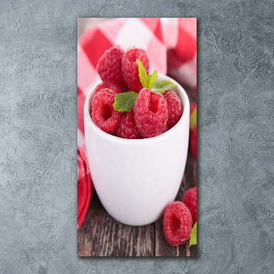 Tableau sur verre acrylique Framboises en coupe