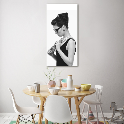 Tableau verre acrylique Femme en lunettes