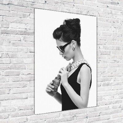 Tableau verre acrylique Femme en lunettes