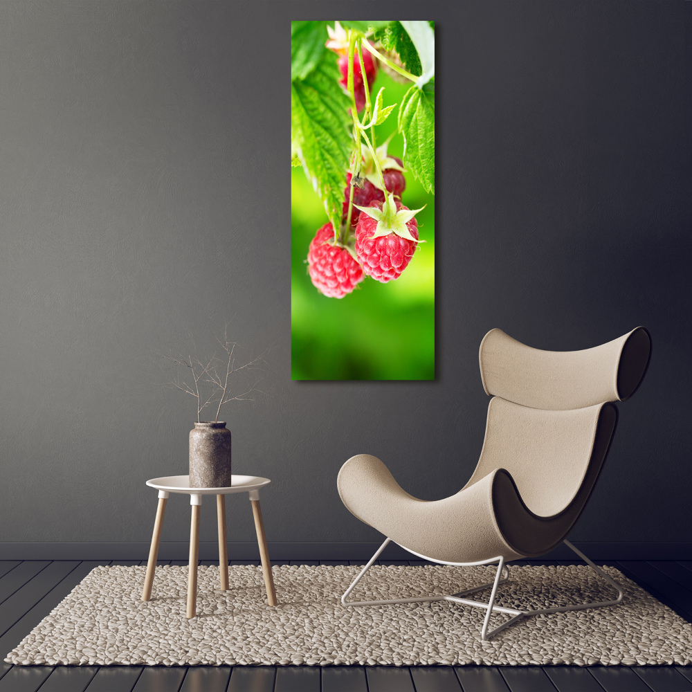 Tableau sur verre acrylique Framboises sur le buisson