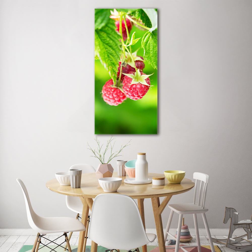 Tableau sur verre acrylique Framboises sur le buisson