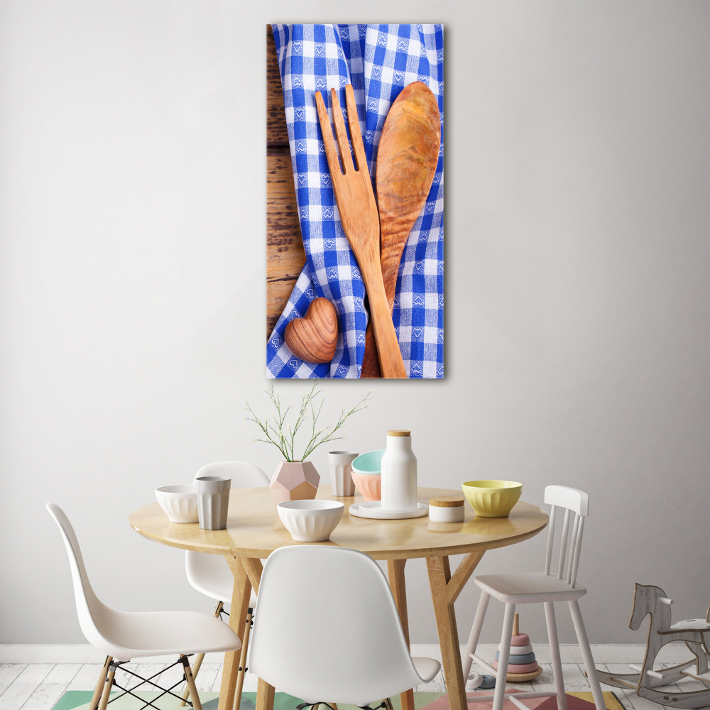 Tableau verre acrylique Couverts en bois