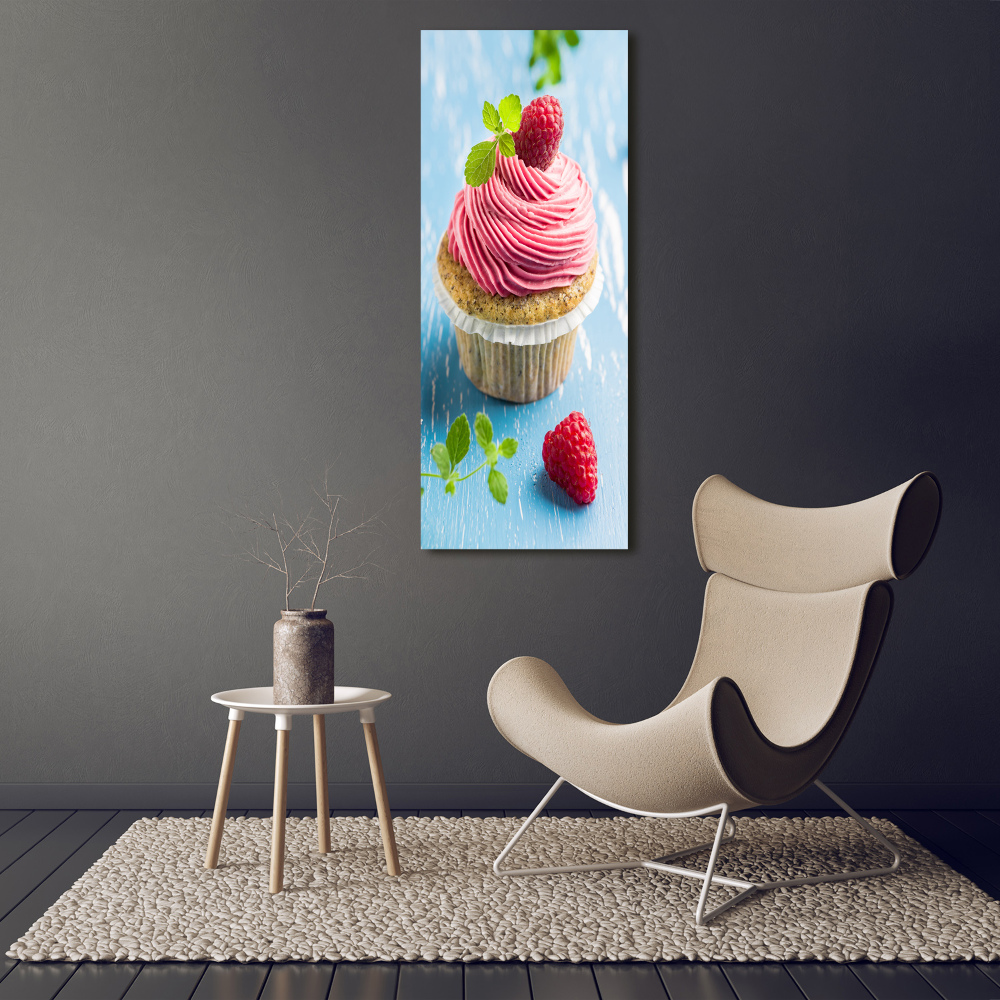 Tableau acrylique Cupcake aux framboises