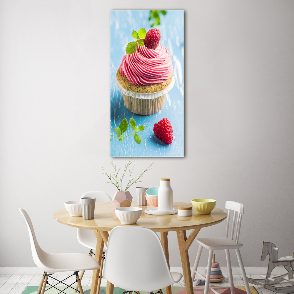 Tableau acrylique Cupcake aux framboises