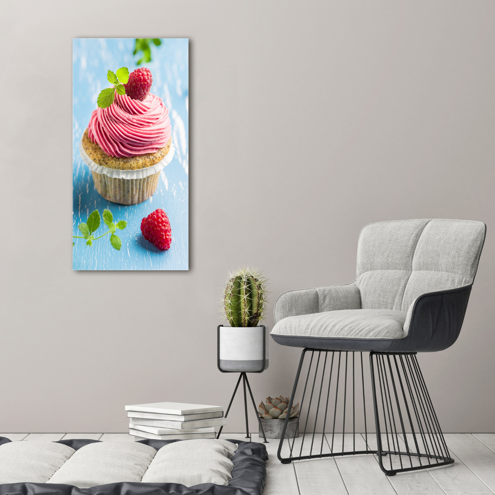 Tableau acrylique Cupcake aux framboises