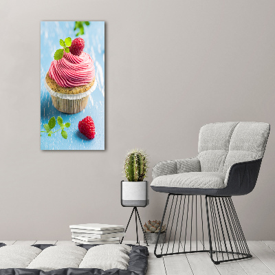 Tableau acrylique Cupcake aux framboises