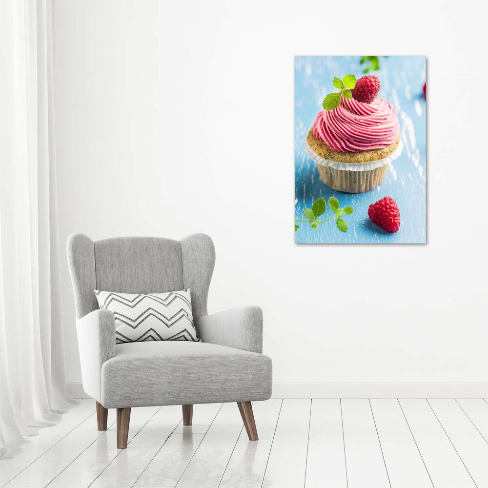 Tableau acrylique Cupcake aux framboises