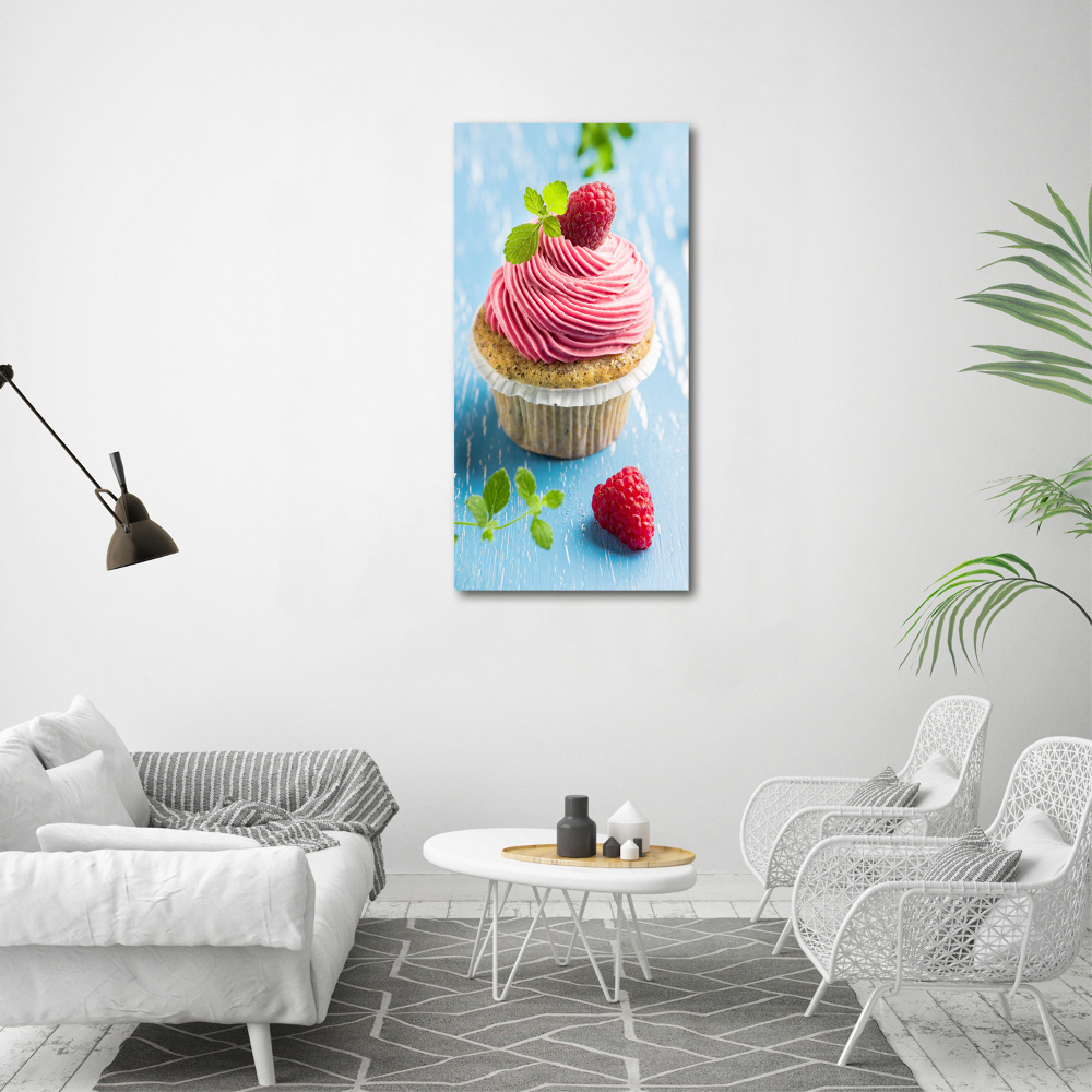 Tableau acrylique Cupcake aux framboises