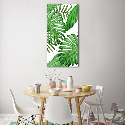 Tableau en acrylique Feuille de monstera fond foncé