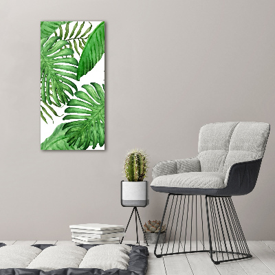 Tableau en acrylique Feuille de monstera fond foncé