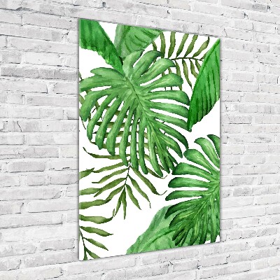 Tableau en acrylique Feuille de monstera fond foncé