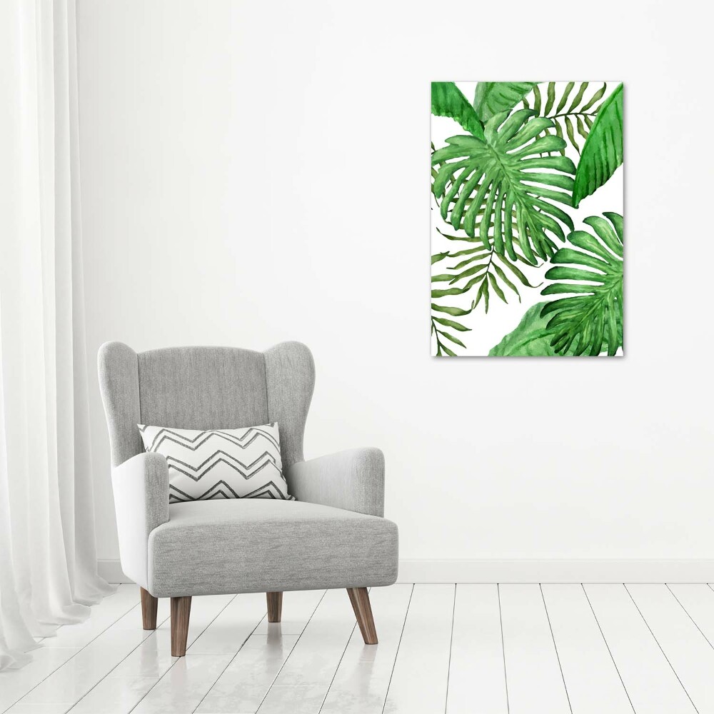 Tableau en acrylique Feuille de monstera fond foncé