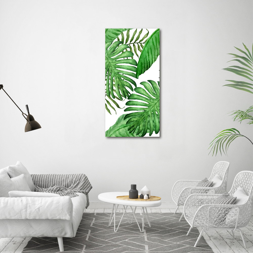 Tableau en acrylique Feuille de monstera fond foncé